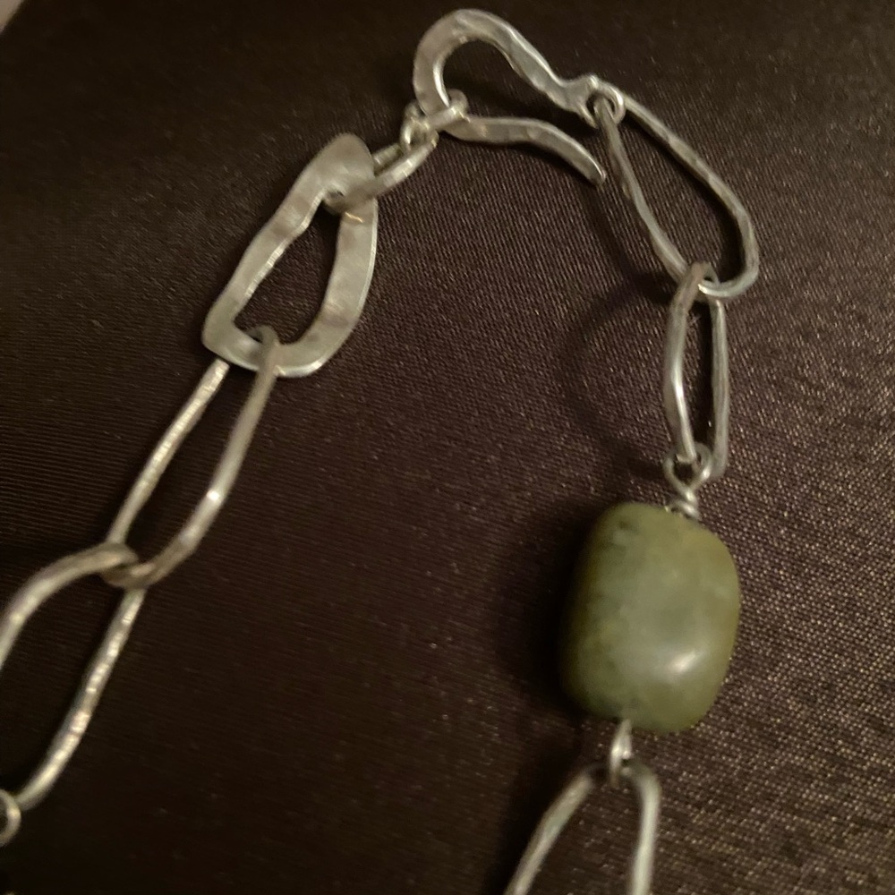 Silpada Silver Necklace with Green Stone